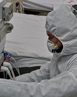 Image of healthcare worker in China with protective gear